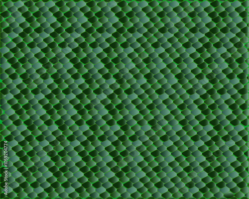 Snake skin in green shades, vector drawing, EPS10, snake skin background