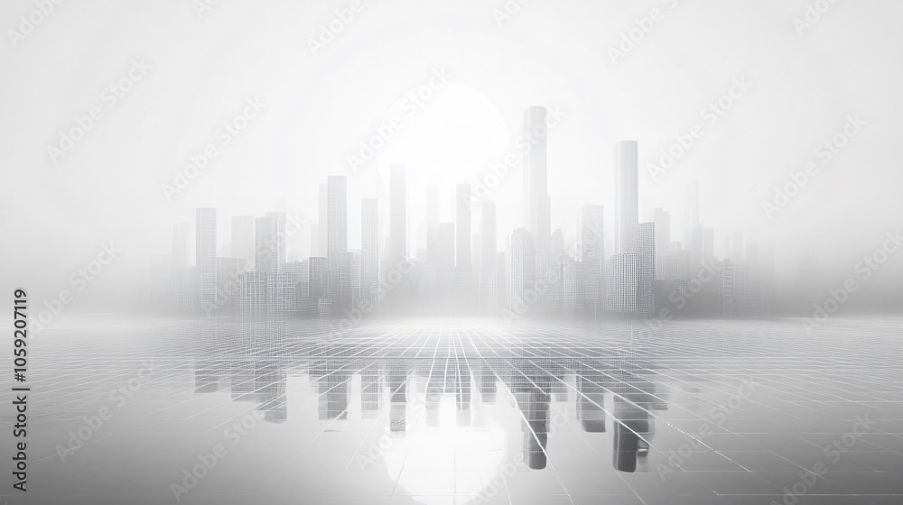 Urban Illusion: Commercial CBD Skyline with Exhibition Platforms and E-Commerce Under a Brilliant Sun Urban Illusion: Commercial CBD Skyline with Exhibition Platforms and E-Commerce Under a Brilliant Sun