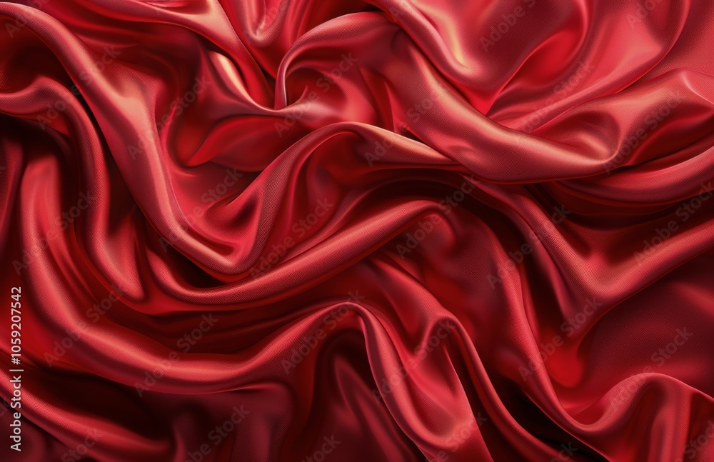Close Up Of Draped Red Satin Fabric Close Up Of Draped Red Satin Fabric