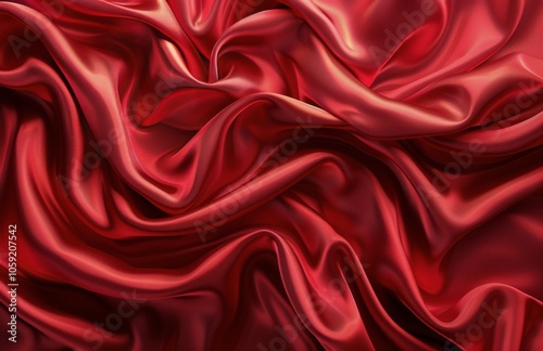 Close Up Of Draped Red Satin Fabric