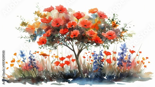 A Bouquet of Colorful Flowers on White Background