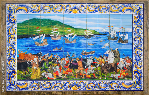 Photos Painel alusivo à batalha da Salga entre Portugal e Espanha no final do século XVI (1581)