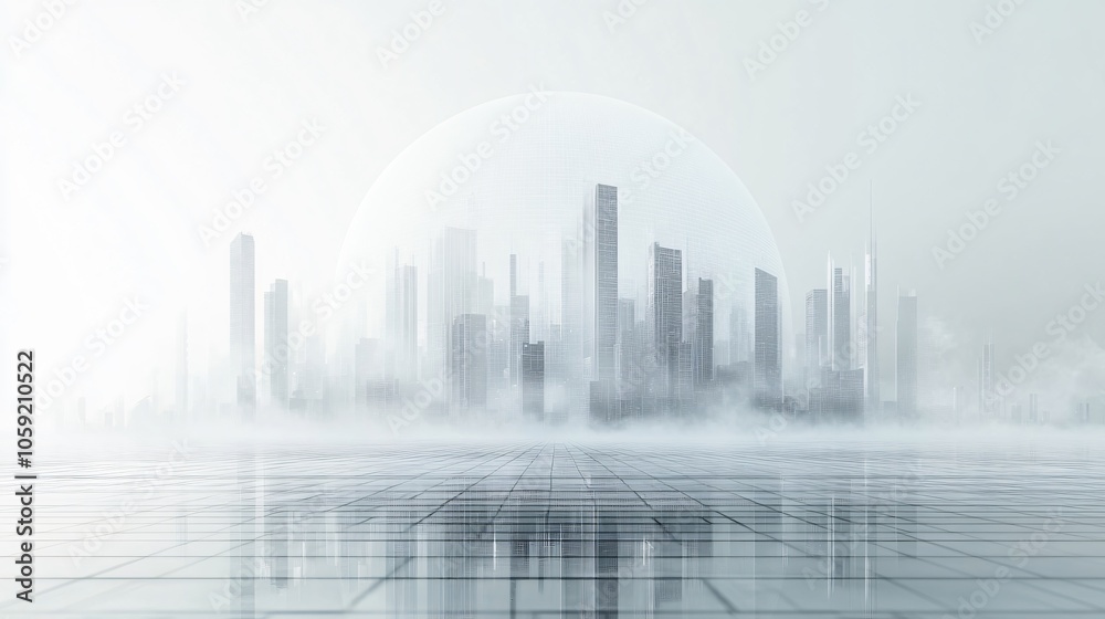 Urban Illusion: Commercial CBD Skyline with Exhibition Platforms and E-Commerce Under a Brilliant Sun Urban Illusion: Commercial CBD Skyline with Exhibition Platforms and E-Commerce Under a Brilliant Sun