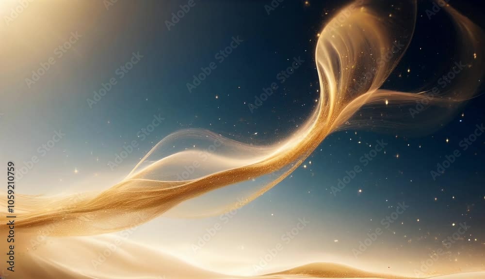 Dynamic gold line wave glow effect backdrop video