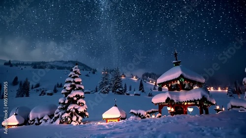 Wallpaper Mural christmas night in the mountains video Torontodigital.ca