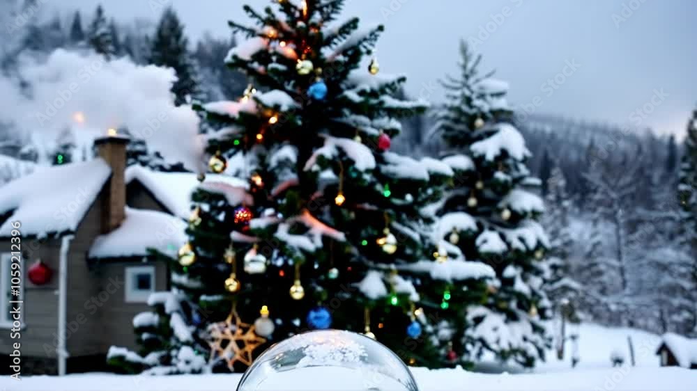 christmas tree with snow video