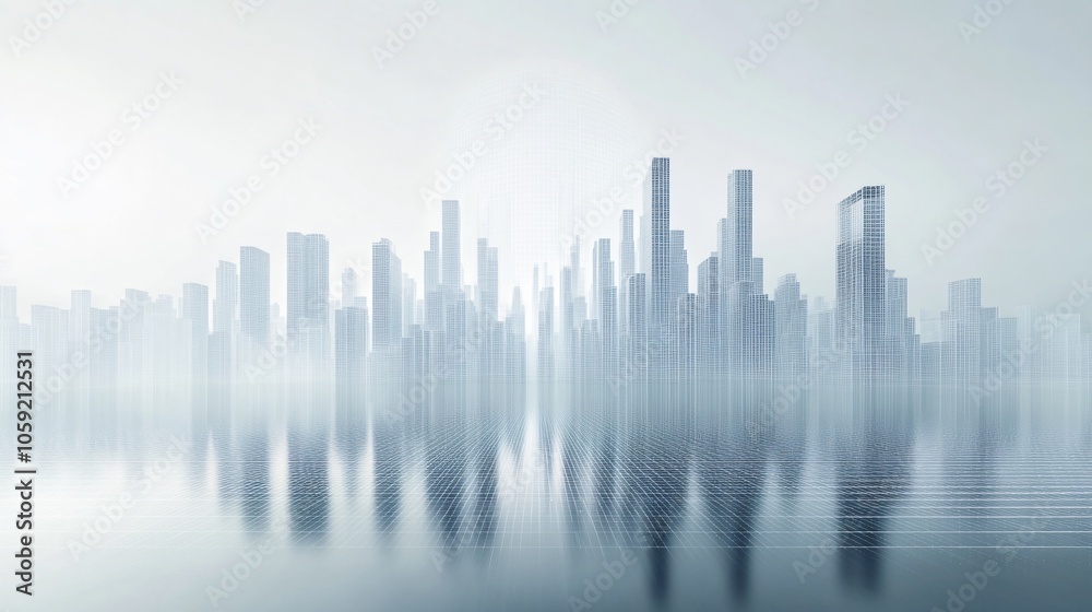 Urban Illusion: Commercial CBD Skyline with Exhibition Platforms and E-Commerce Under a Brilliant Sun Urban Illusion: Commercial CBD Skyline with Exhibition Platforms and E-Commerce Under a Brilliant Sun