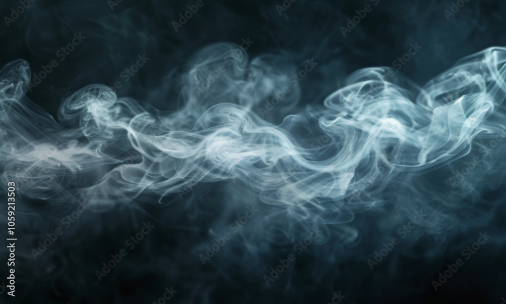 Fototapeta premium Abstract White Smoke Swirling Against a Black Background