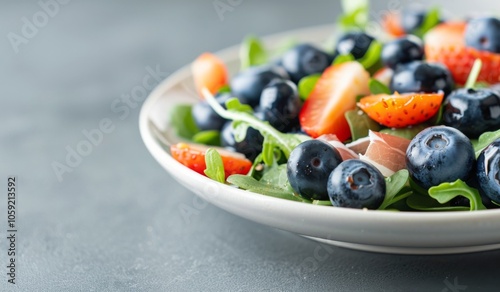 Blueberry Salad With Greens and Prosciutto