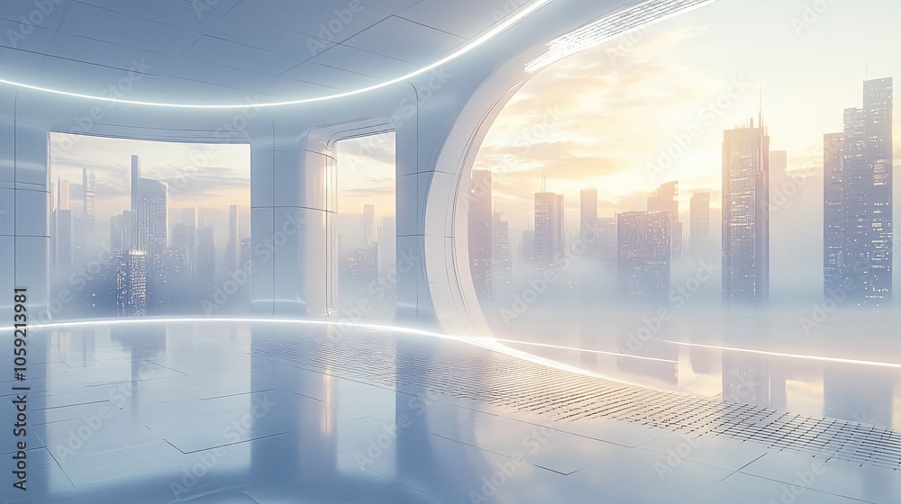 Bright Urban Dreamscape: CBD Skyline with E-Commerce and Automotive Advertising under a Radiant Sun