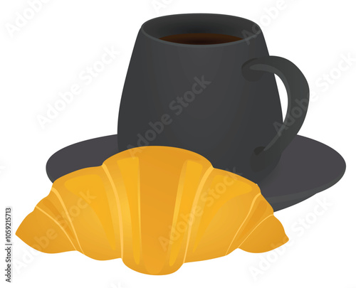 Croissant and coffee cup. vector illustration