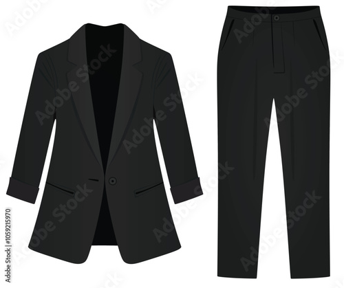 Black woman suit and trousers. vector illustration