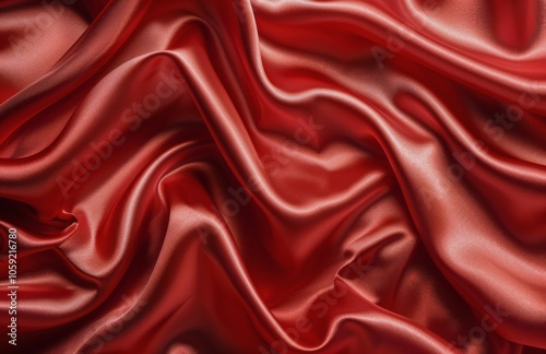 Close Up Of Draped Red Satin Fabric