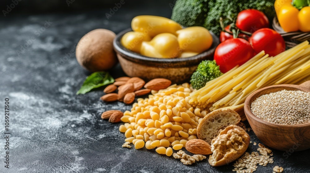 An infographic showing the recommended daily fiber intake with a selection of fiber-rich foods in An infographic showing the recommended daily fiber intake with a selection of fiber-rich foods in