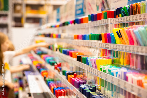 pens on display for buying or testing at a shop photo