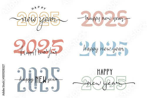 happy new year 2025 text calligraphy can be used for business diary, calendar, t-shirt, mug, invitation cards, many more