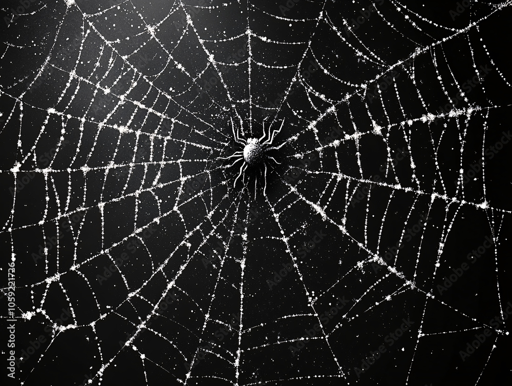 Obraz premium a spider's web with a night sky background, highlighting the intricate details and patterns of the spider's silk.