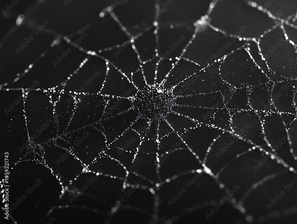 Obraz premium a spider's web with a night sky background, highlighting the intricate details and patterns of the spider's silk.