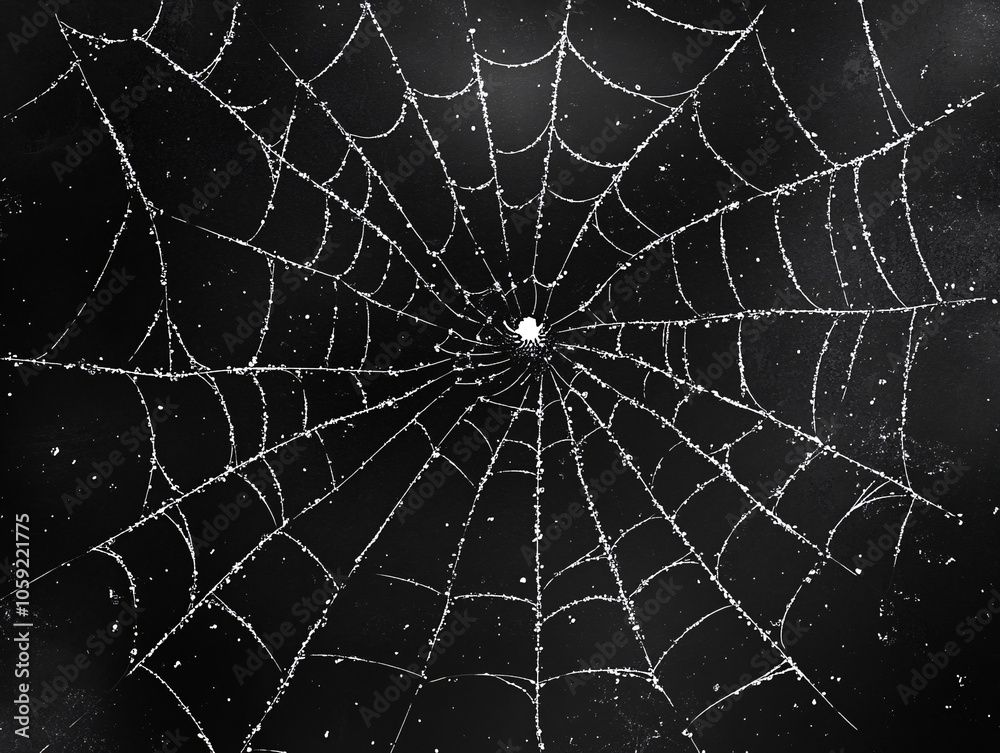 Obraz premium a spider's web with a night sky background, highlighting the intricate details and patterns of the spider's silk.