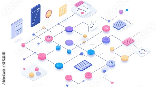 Modern flowchart with editable icons for business processes