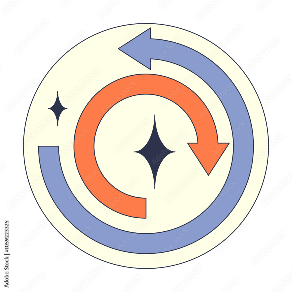 Two arrows forming a circle, one clockwise, one counterclockwise, symbolizing balance and flow.