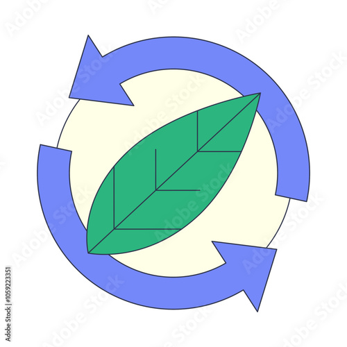 Green leaf with recycling symbol, representing eco-friendly practices.