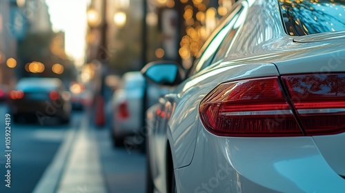 A modern white car on the street