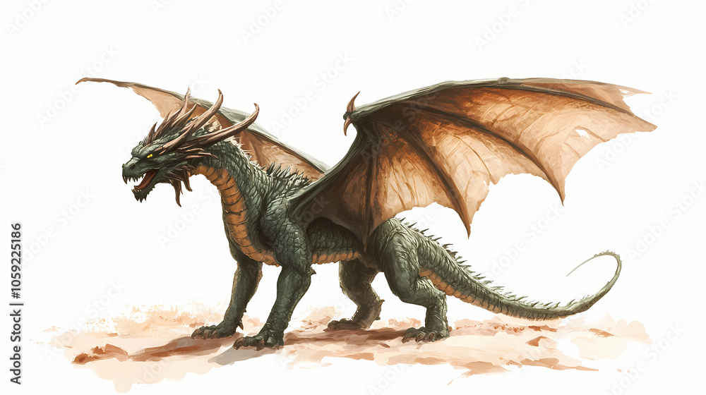 A dragon is a mythical creature that has been featured in stories and legends for centuries. Giant Cyclops. Illustration A dragon is a mythical creature that has been featured in stories and legends for centuries. Giant Cyclops. Illustration