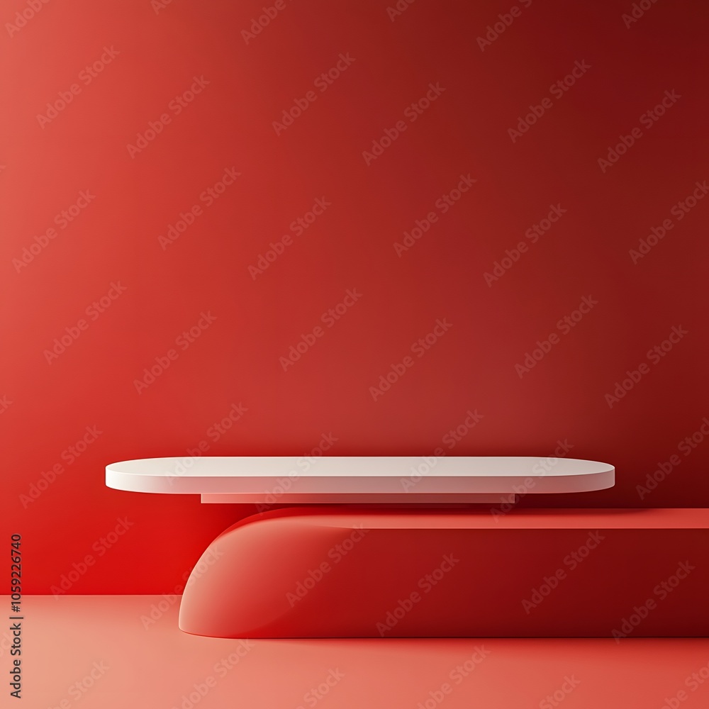 A 3D podium white rectangular table is balanced on the edge of an angled red platform, in a minimalist style, with a solid color background, studio lighting, soft light, delicate texture, high satura
A 3D podium white rectangular table is balanced on the edge of an angled red platform, in a minimalist style, with a solid color background, studio lighting, soft light, delicate texture, high satura