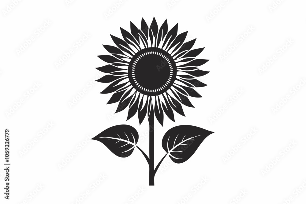 Fototapeta premium Sunflower Silhouette Vector in Full Bloom