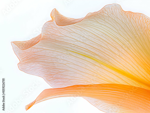 A close-up of a delicate orange flower petal with intricate veining and soft gradients.