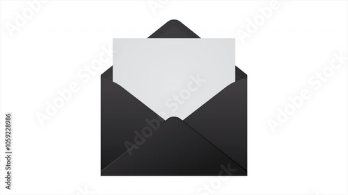 Animation of the opening envelope with white paper. Email message icon animation. Message notification animation. Mail and messaging icon