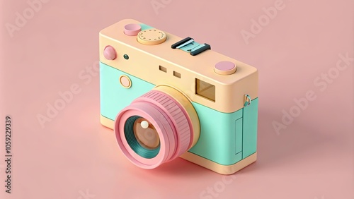 Adorable Isometric 3D Camera with Flash Design