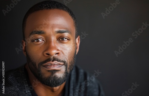 Close Up Portrait of a Young Man With Short Hair and a Goatee