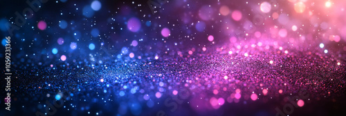 vibrant display of colorful bokeh lights creates magical atmosphere, blending shades of blue, pink, and purple. This enchanting scene evokes sense of wonder and joy