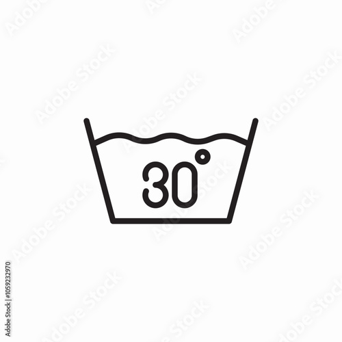 30 degree water wash icon sign vector