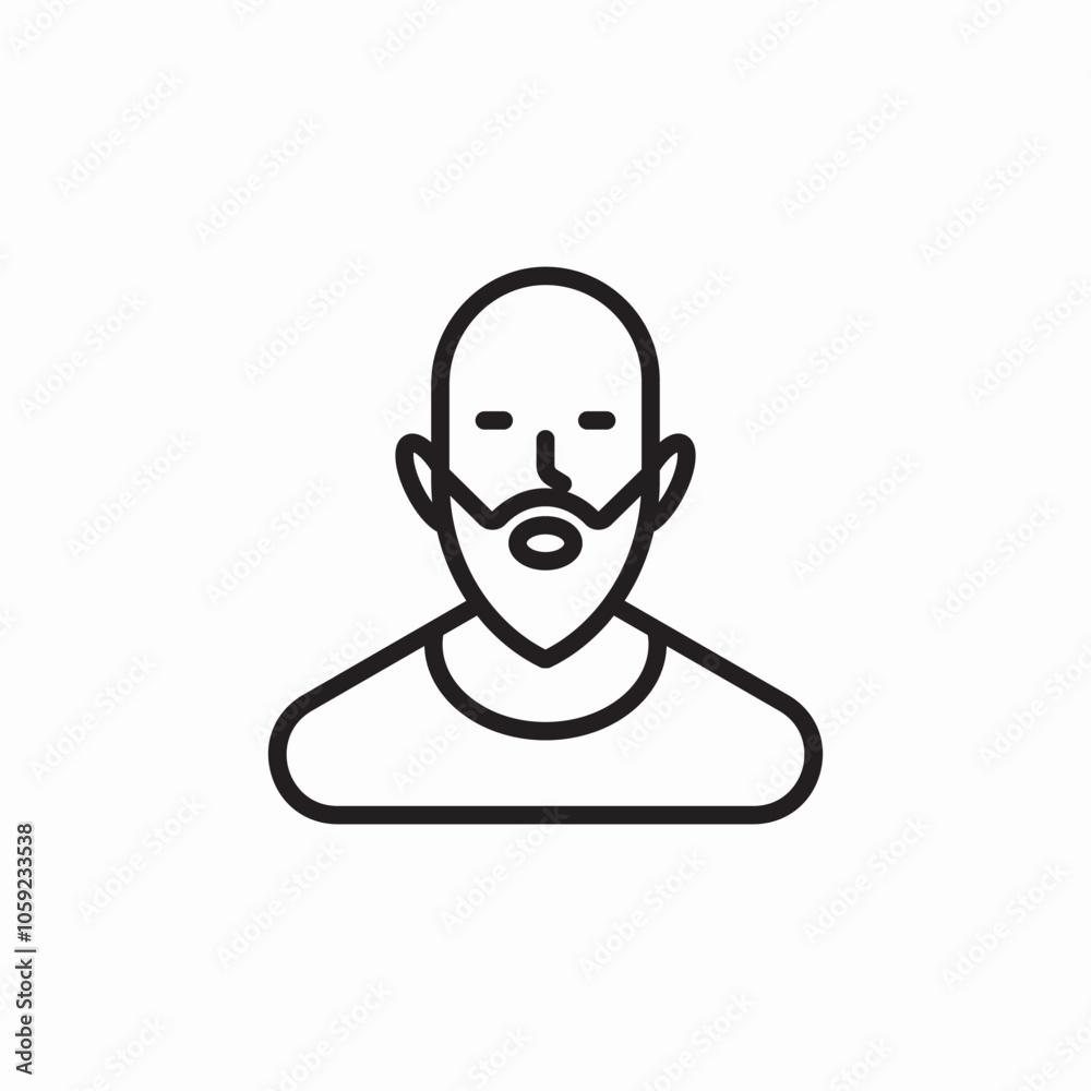 bald male beard icon sign vector bald male beard icon sign vector