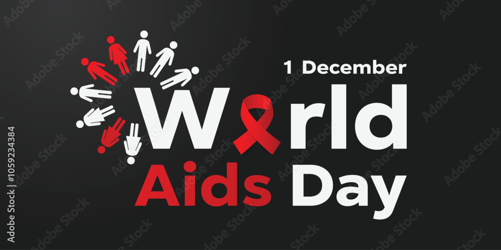 World Aids Day. Great for cards, banners, posters, social media and more. Black background.