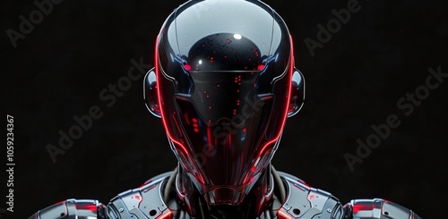 Futuristic Robot Wearing a Red And Black Helmet