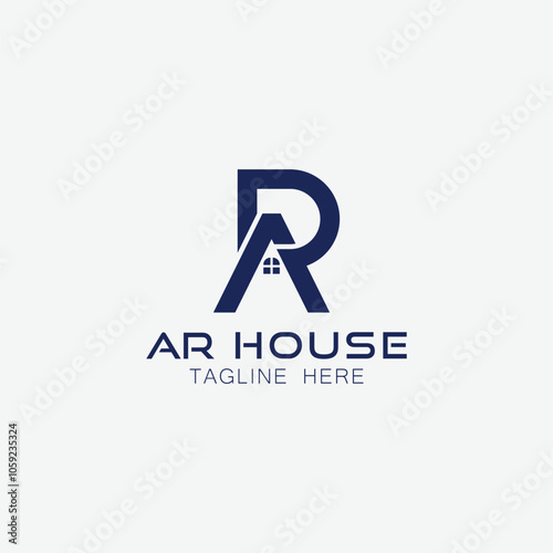 home logo design, the letter "AR" is designed to be a symbol or Icon of the house vector, Real estate. Minimal letter RA, AR or R real estate house logo template.
