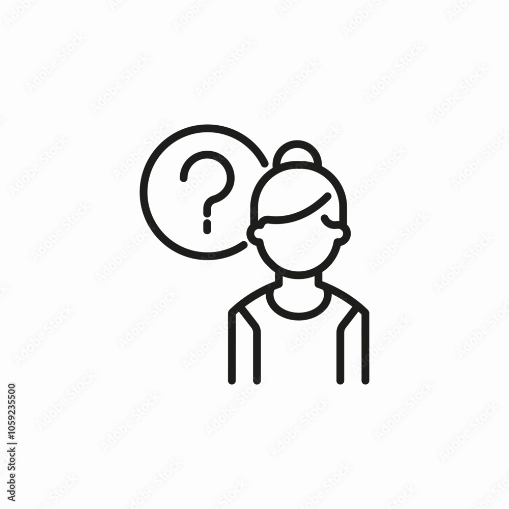 female faq question icon sign vector female faq question icon sign vector