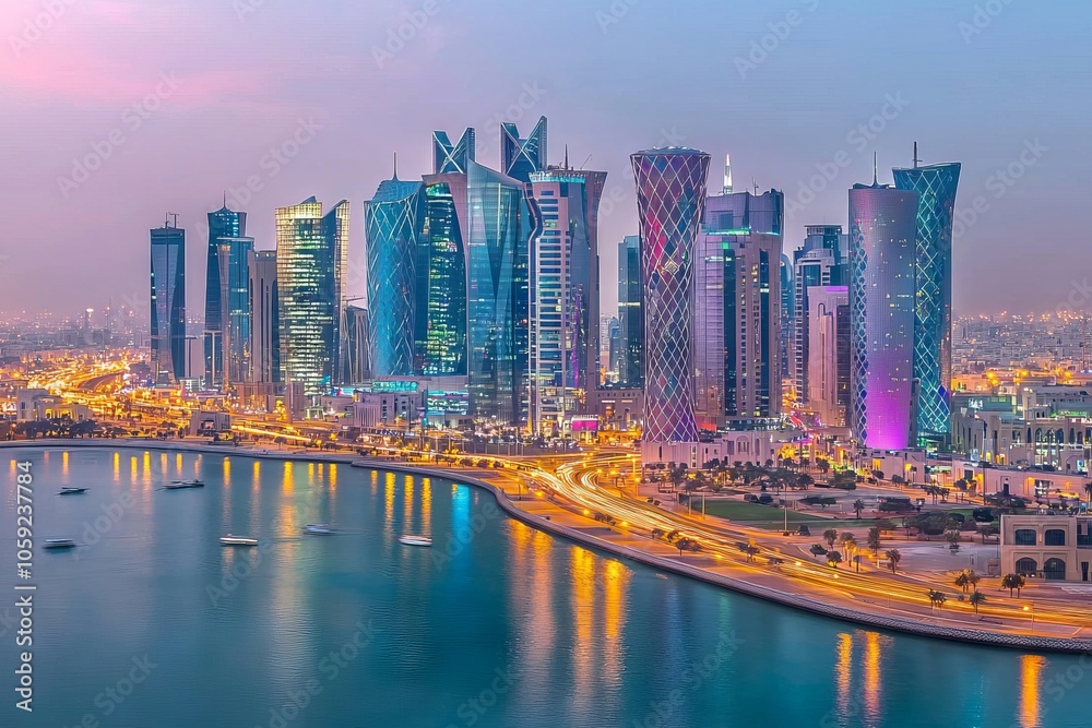 A beautiful new Riyadh skyline at sunset. Riyadh city towers in Saudi Arabia A beautiful new Riyadh skyline at sunset. Riyadh city towers in Saudi Arabia