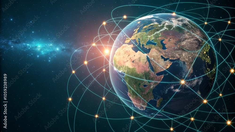 Stylized Earth with Lines and Connections Stylized Earth with Lines and Connections