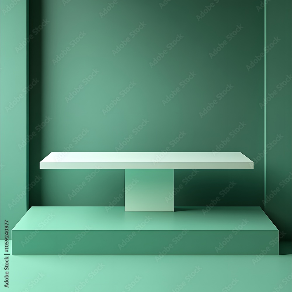 A 3D podium white rectangular table is balanced on the edge of an angled green platform, in a minimalist style, with a solid color background, studio lighting, soft light, delicate texture, high satu
A 3D podium white rectangular table is balanced on the edge of an angled green platform, in a minimalist style, with a solid color background, studio lighting, soft light, delicate texture, high satu
