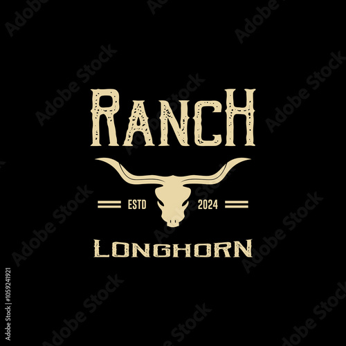 Vintage Retro Longhorn Buffalo Bull for Western Farm Ranch Country vector logo design