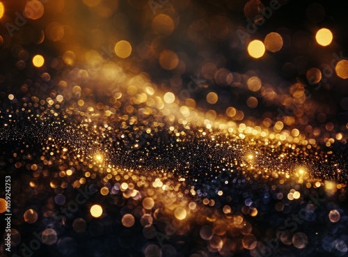 Abstract Gold Glitter and Bokeh Background