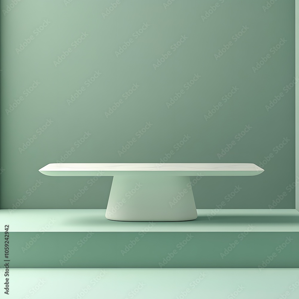 A 3D podium white rectangular table is balanced on the edge of an angled green platform, in a minimalist style, with a solid color background, studio lighting, soft light, delicate texture, high satu
A 3D podium white rectangular table is balanced on the edge of an angled green platform, in a minimalist style, with a solid color background, studio lighting, soft light, delicate texture, high satu