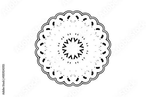 Symmetrical circular pattern with intricate lines and central dot for spiritual and meditative spaces
