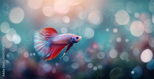 Red And Blue Betta Fish In Water