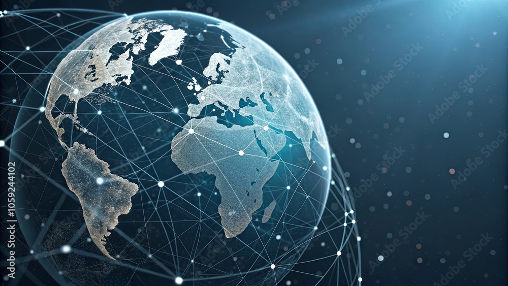 Digital Globe with Network Nodes Visualization Digital Globe with Network Nodes Visualization